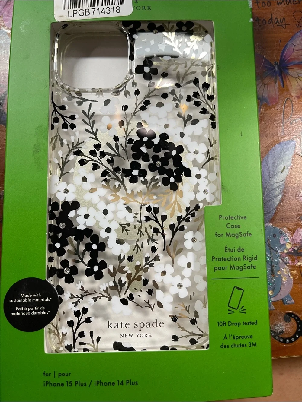 kate spade Clear Floral iPhone 15 plus/14 plus case